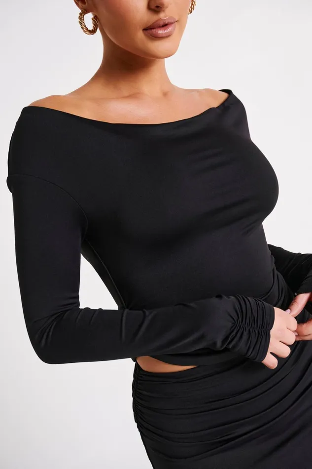 Meshki Basic Tops Women Emma Recycled Nylon Long Sleeve Top 8211 Black Black