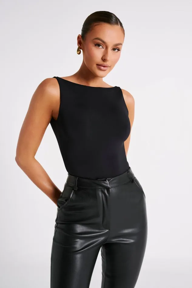 Meshki Basic Tops Women Fiona Recycled Nylon Low Back Bodysuit 8211 Black Black