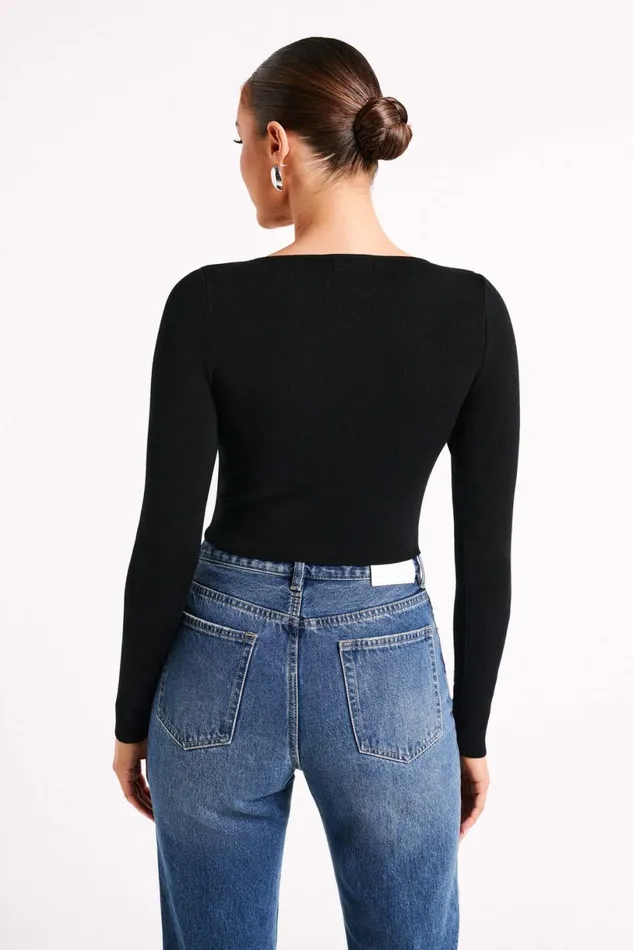 Meshki Basic Tops Women Haisley Long Sleeve Knit Top 8211 Black Black