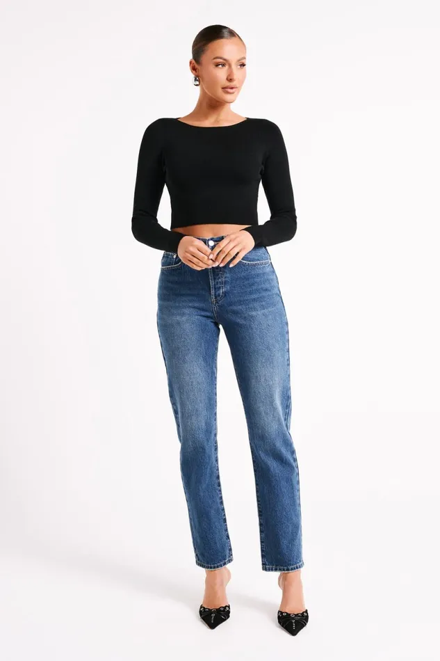 Meshki Basic Tops Women Haisley Long Sleeve Knit Top 8211 Black Black