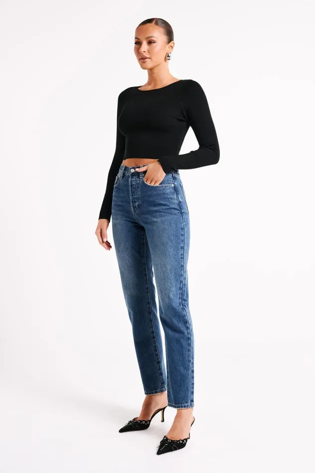 Meshki Basic Tops Women Haisley Long Sleeve Knit Top 8211 Black Black