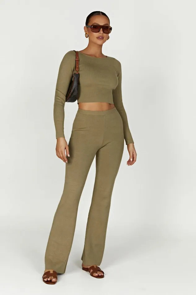 Meshki Basic Tops Women Haisley Long Sleeve Knit Top 8211 Olive Olive