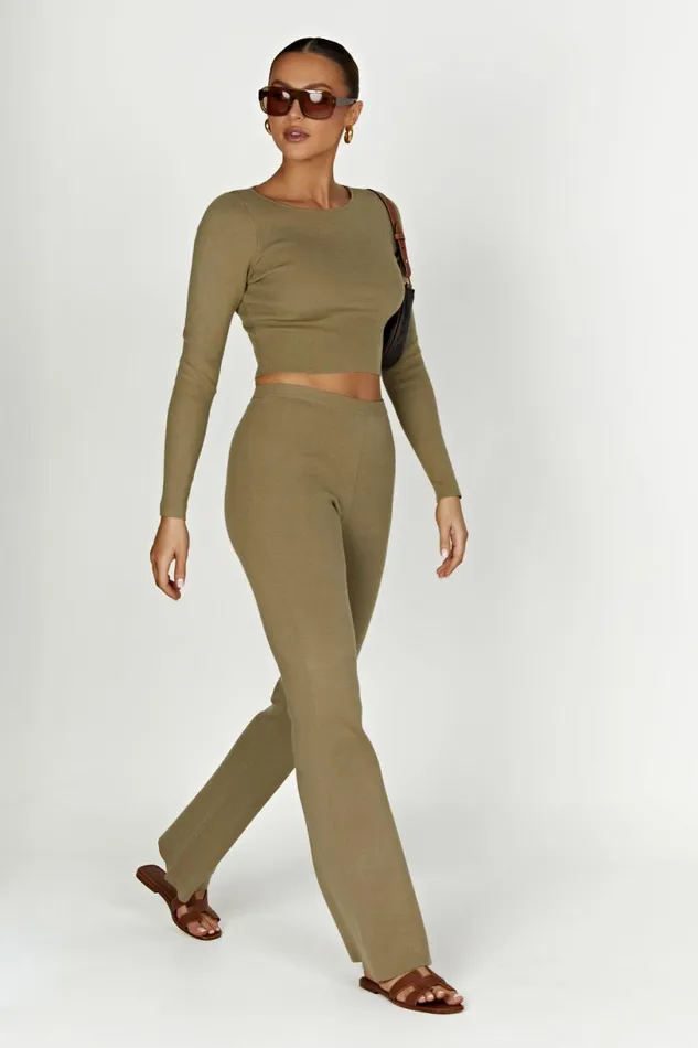Meshki Basic Tops Women Haisley Long Sleeve Knit Top 8211 Olive Olive