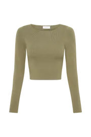 Meshki Basic Tops Women Haisley Long Sleeve Knit Top 8211 Olive Olive