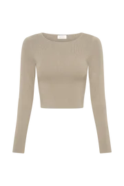 Meshki Basic Tops Women Haisley Long Sleeve Knit Top 8211 Taupe Taupe