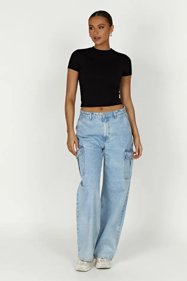 Meshki Basic Tops Women Jeanie Longline TShirt 8211 Black Black