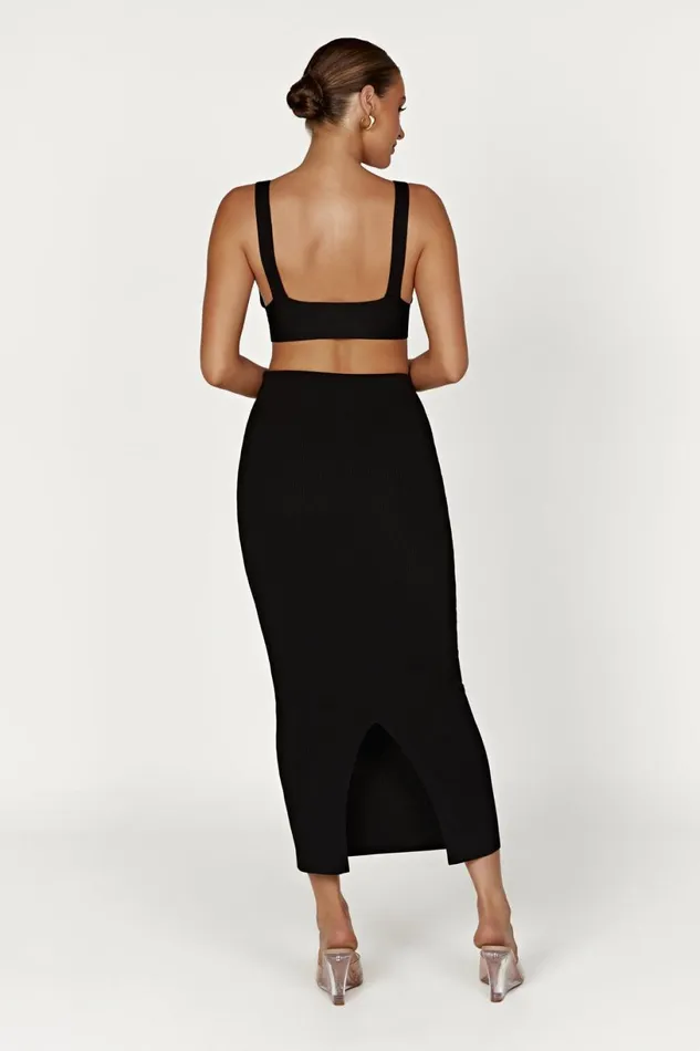 Meshki Basic Tops Women Kaesha Twist Front Knit Top 8211 Black Black