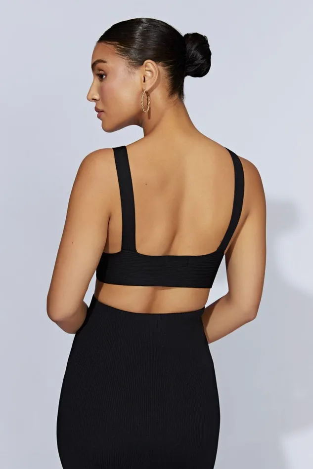 Meshki Basic Tops Women Kaesha Twist Front Knit Top 8211 Black Black
