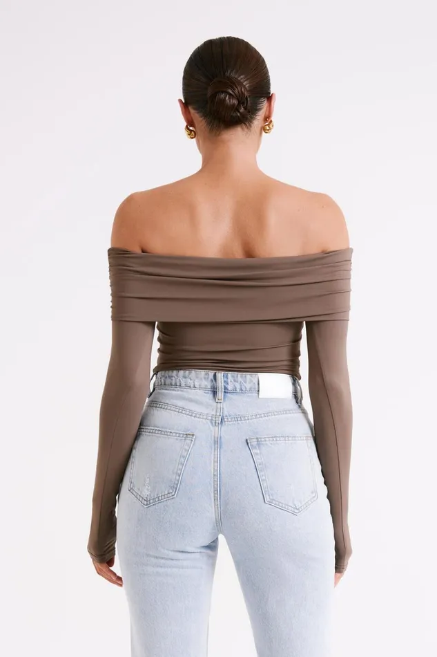 Meshki Basic Tops Women Lucinda Recycled Nylon Off Shoulder Top 8211 Coco Coco