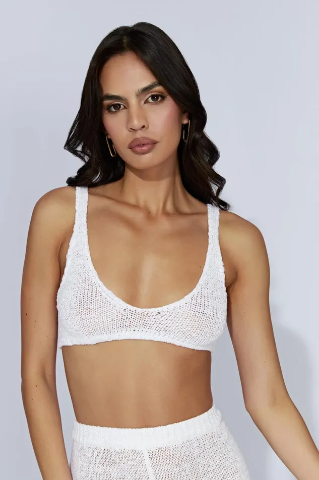 Meshki Basic Tops Women Mary Knit Bralette 8211 White White