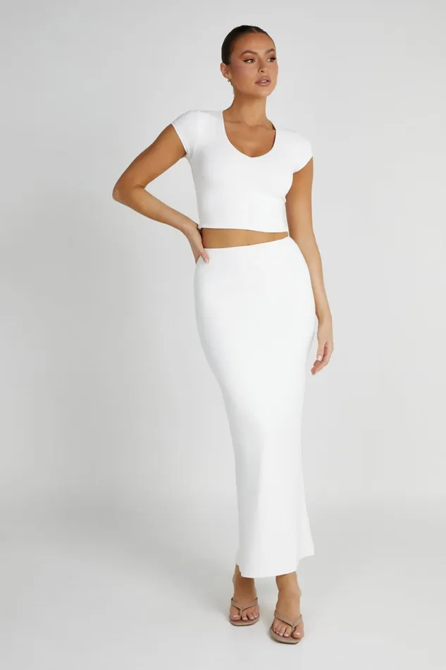 Meshki Basic Tops Women Olympia Recycled Nylon V Neck Top 8211 White White