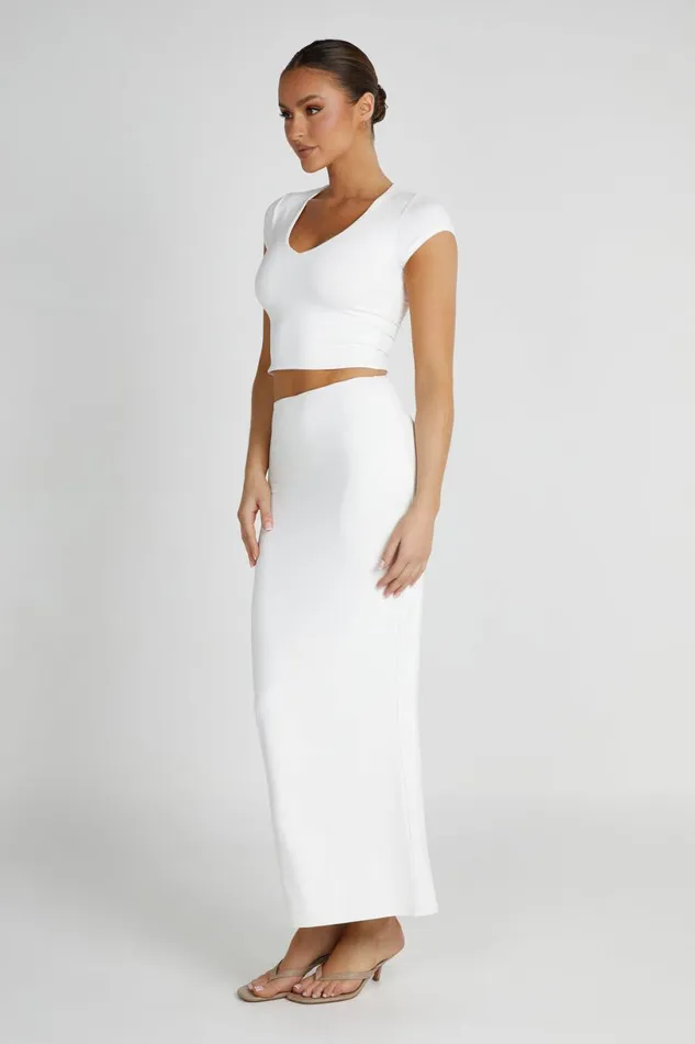 Meshki Basic Tops Women Olympia Recycled Nylon V Neck Top 8211 White White