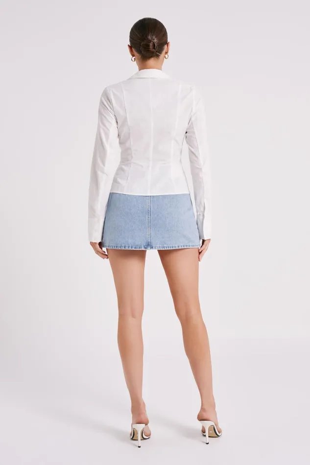 Meshki Basic Tops Women Parisa Pleated Shirt 8211 White White