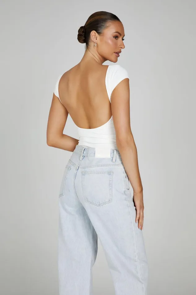 Meshki Basic Tops Women Reyna Recycled Nylon Longline Top 8211 White White Meshki Basic Tops Women Reyna Recycled Nylon Longline Top 8211 White White