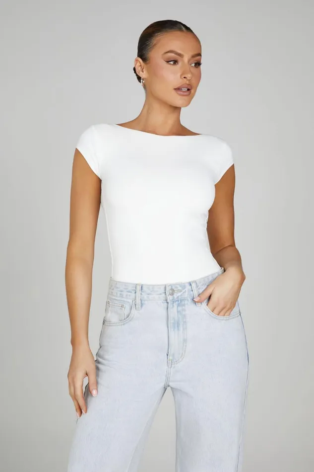 Meshki Basic Tops Women Reyna Recycled Nylon Longline Top 8211 White White