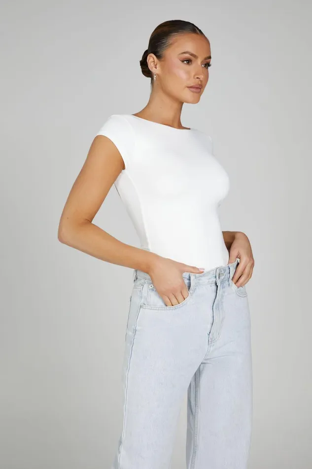 Meshki Basic Tops Women Reyna Recycled Nylon Longline Top 8211 White White