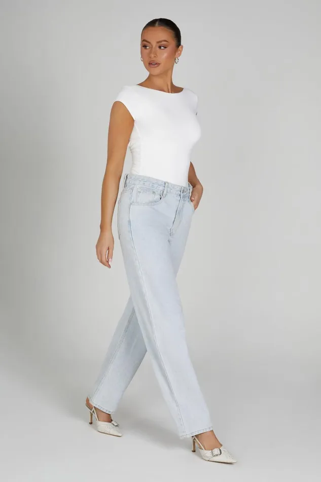 Meshki Basic Tops Women Reyna Recycled Nylon Longline Top 8211 White White
