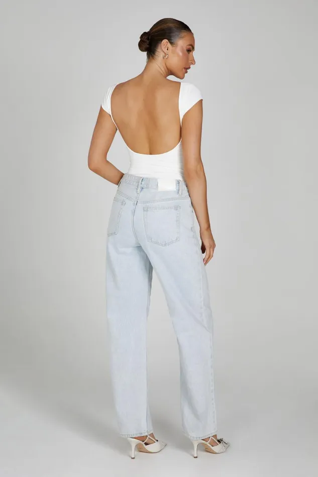 Meshki Basic Tops Women Reyna Recycled Nylon Longline Top 8211 White White