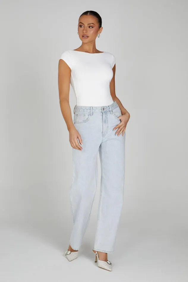 Meshki Basic Tops Women Reyna Recycled Nylon Longline Top 8211 White White