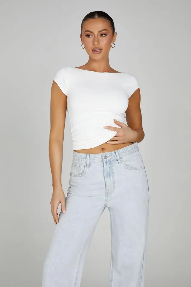Meshki Basic Tops Women Reyna Recycled Nylon Longline Top 8211 White White