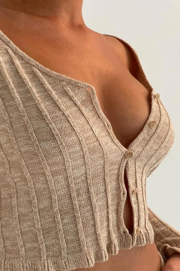 Meshki Basic Tops Women Silvia Long Sleeve Knit Cardigan 8211 Wheat Wheat