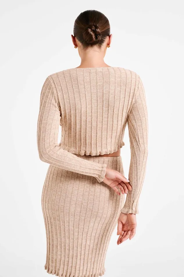 Meshki Basic Tops Women Silvia Long Sleeve Knit Cardigan 8211 Wheat Wheat
