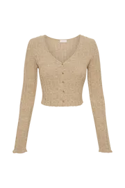 Meshki Basic Tops Women Silvia Long Sleeve Knit Cardigan 8211 Wheat Wheat