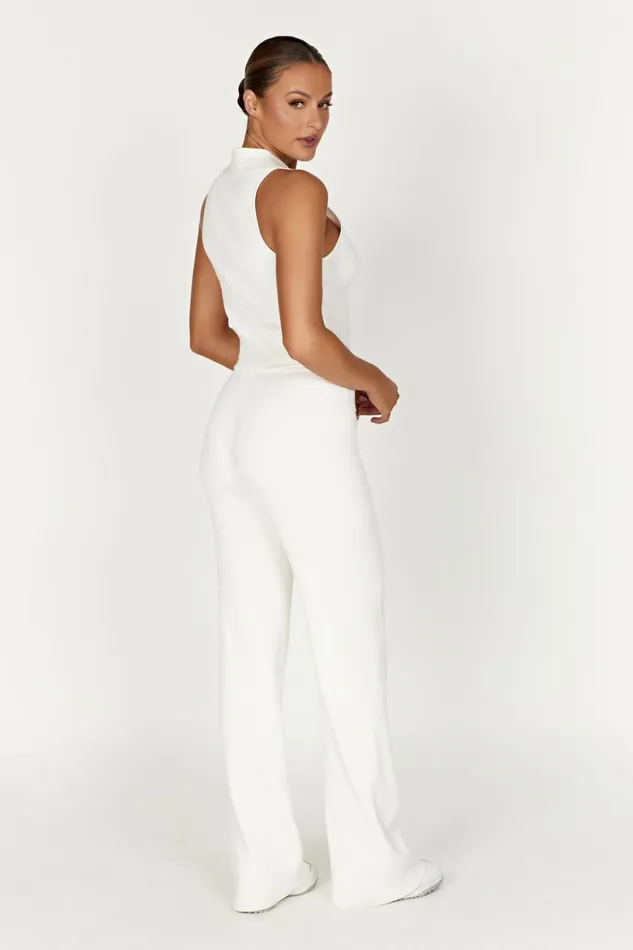 Meshki Basic Tops Women Viola Collared Knit Tank Top 8211 White White