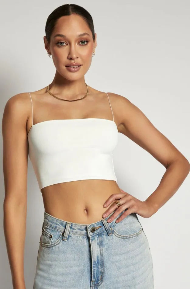 Meshki Basic Tops Women Yvonne Cami Crop Top 8211 White White