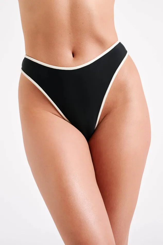 Meshki Bikini Bottoms Women Leandra Recycled Contrast Bikini Bottom 8211 Black Black