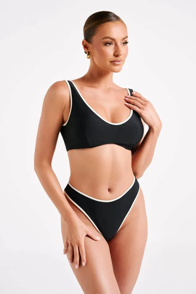 Meshki Bikini Bottoms Women Leandra Recycled Contrast Bikini Bottom 8211 Black Black