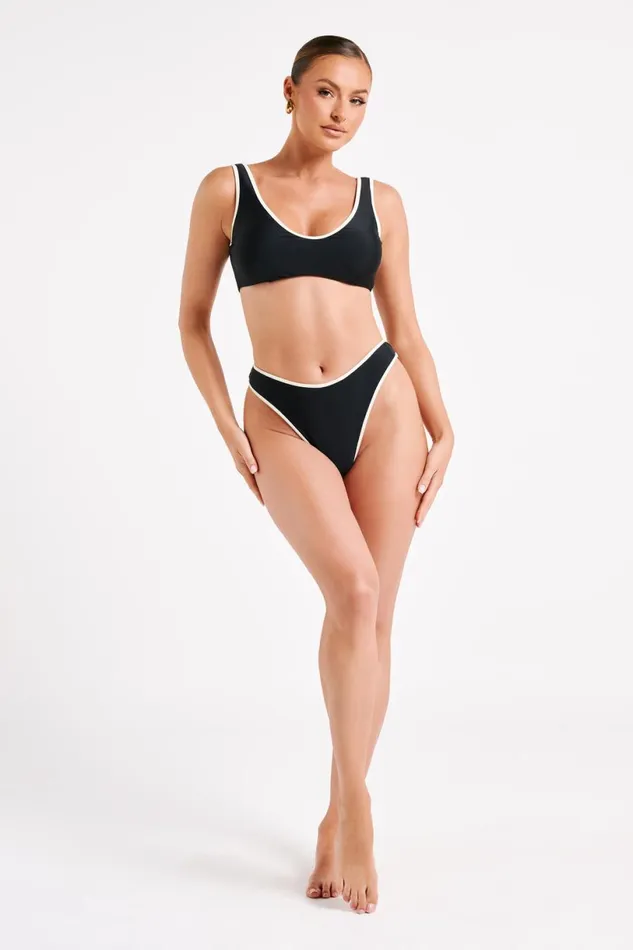 Meshki Bikini Bottoms Women Leandra Recycled Contrast Bikini Bottom 8211 Black Black