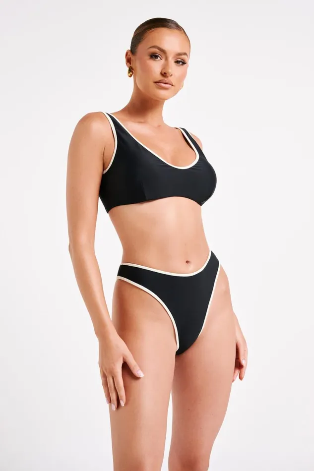 Meshki Bikini Bottoms Women Leandra Recycled Contrast Bikini Bottom 8211 Black Black
