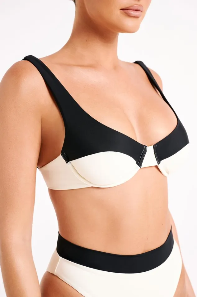 Meshki Bikini Tops Women Dolores Recycled Contrast Bikini Top 8211 Ivory Ivory