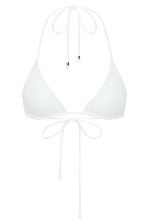 Meshki Bikini Tops Women Kalli Recycled Nylon Triangle Tie Up Bikini Top 8211 White White
