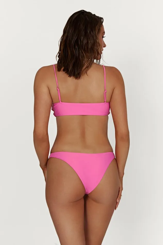 Meshki Bikini Tops Women Meadow Recycled Nylon Ruched Tie Front Bikini Top 8211 Pink Pink