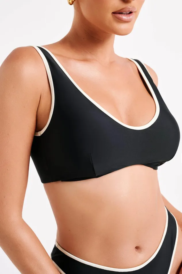 Meshki Bikini Tops Women Santina Recycled Contrast Bikini Top 8211 Black Black Meshki Bikini Tops Women Santina Recycled Contrast Bikini Top 8211 Black Black