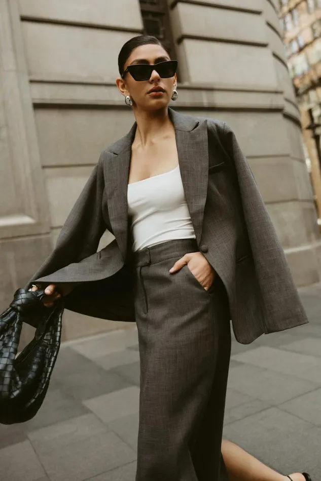 Meshki Blazers Women Drew Oversized Textured Blazer 8211 Charcoal Charcoal Meshki Blazers Women Drew Oversized Textured Blazer 8211 Charcoal Charcoal