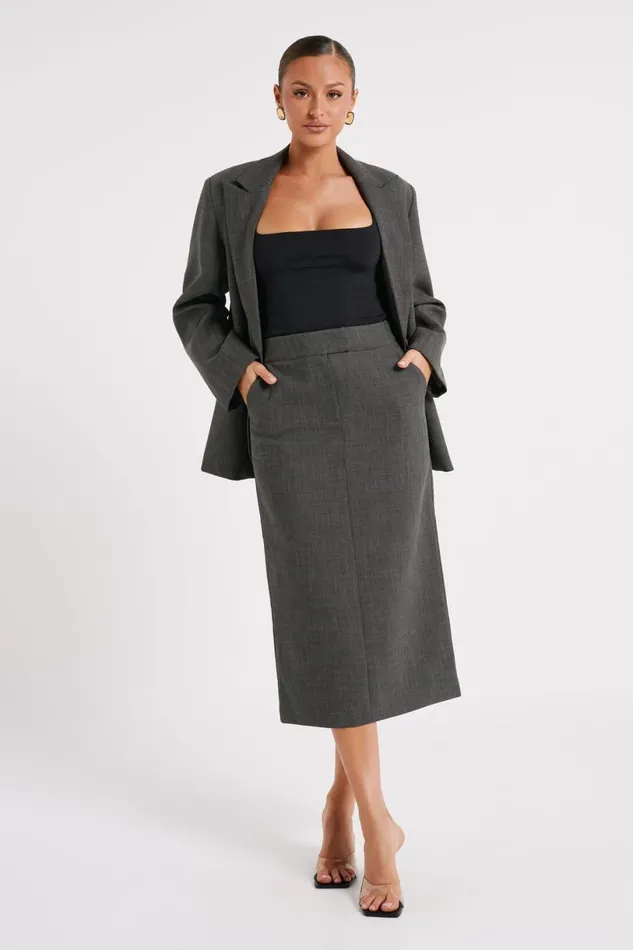 Meshki Blazers Women Drew Oversized Textured Blazer 8211 Charcoal Charcoal