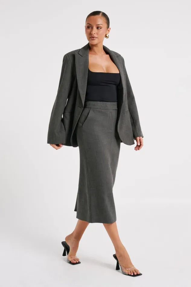 Meshki Blazers Women Drew Oversized Textured Blazer 8211 Charcoal Charcoal