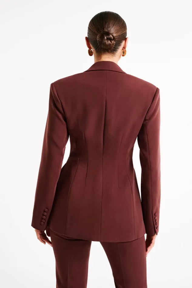 Meshki Blazers Women Greer Hourglass Suiting Blazer 8211 Dark Chocolate Darkchocolate