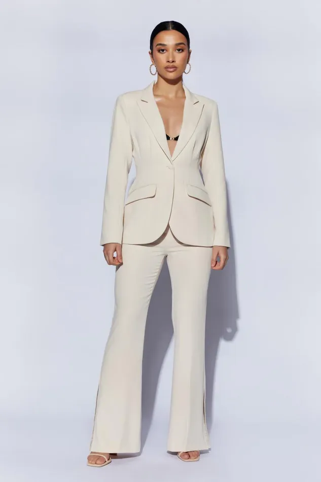 Meshki Blazers Women Helda Fitted Cinched Waist Blazer 8211 Cream Cream