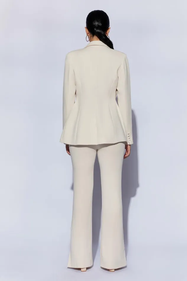 Meshki Blazers Women Helda Fitted Cinched Waist Blazer 8211 Cream Cream