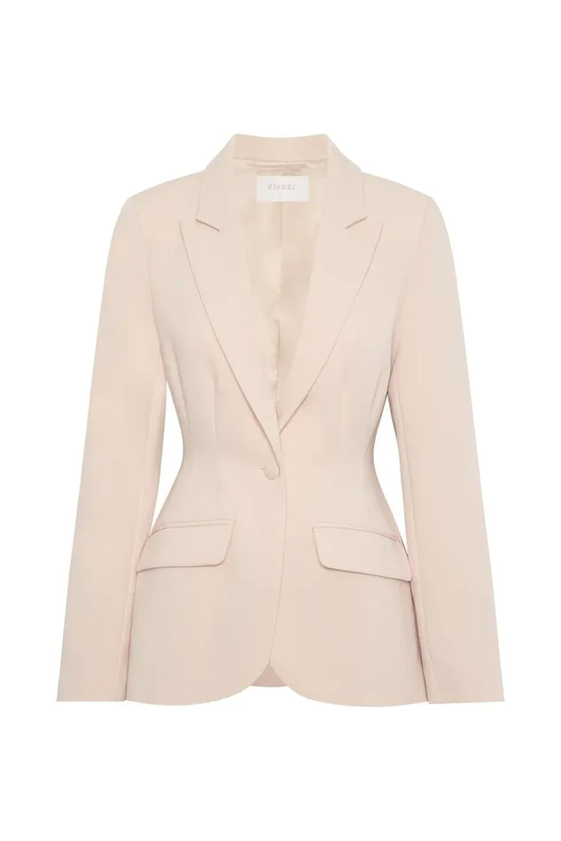 Meshki Blazers Women Helda Fitted Cinched Waist Blazer 8211 Cream Cream