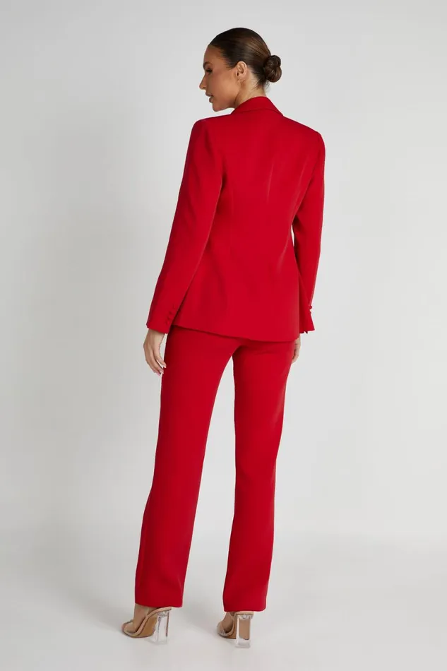 Meshki Blazers Women Helda Fitted Cinched Waist Blazer 8211 Red Red