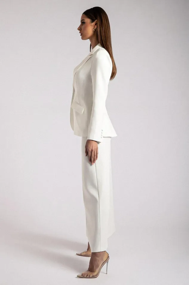 Meshki Blazers Women Helda Fitted Cinched Waist Blazer 8211 White White