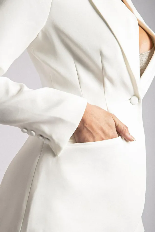 Meshki Blazers Women Helda Fitted Cinched Waist Blazer 8211 White White