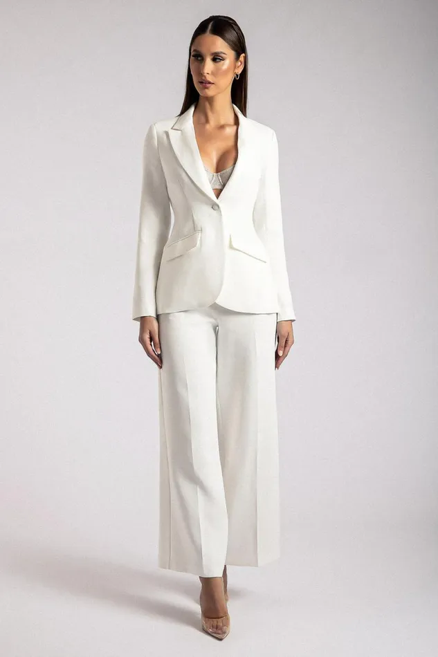 Meshki Blazers Women Helda Fitted Cinched Waist Blazer 8211 White White