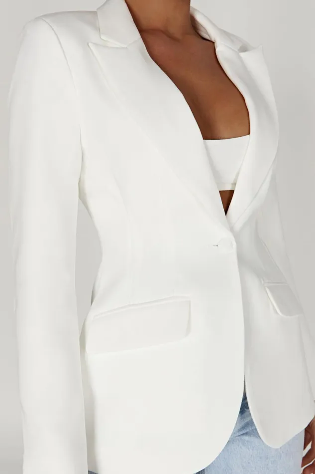 Meshki Blazers Women Helda Fitted Cinched Waist Blazer 8211 White White