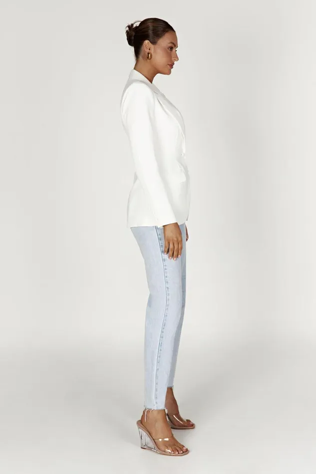 Meshki Blazers Women Helda Fitted Cinched Waist Blazer 8211 White White